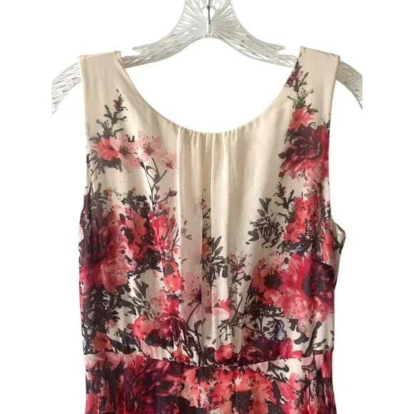 PHASE EIGHT Ivory Multicolor Floral Print Myrtle Sleeveless Cocktail Dress 12 - Picture 4 of 8